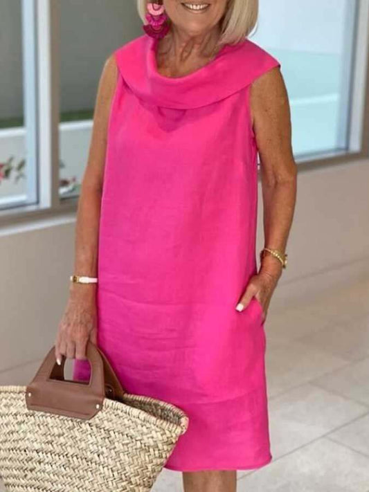 Women's Casual Solid Color Sleeveless Midi Dress