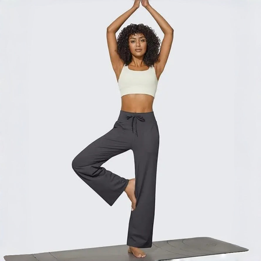 💥Black Friday Sale💥Women 's Wide Leg Pants Yoga Pants Adjustable Drawstring High Waist Stretch  Sweatpants with Pockets