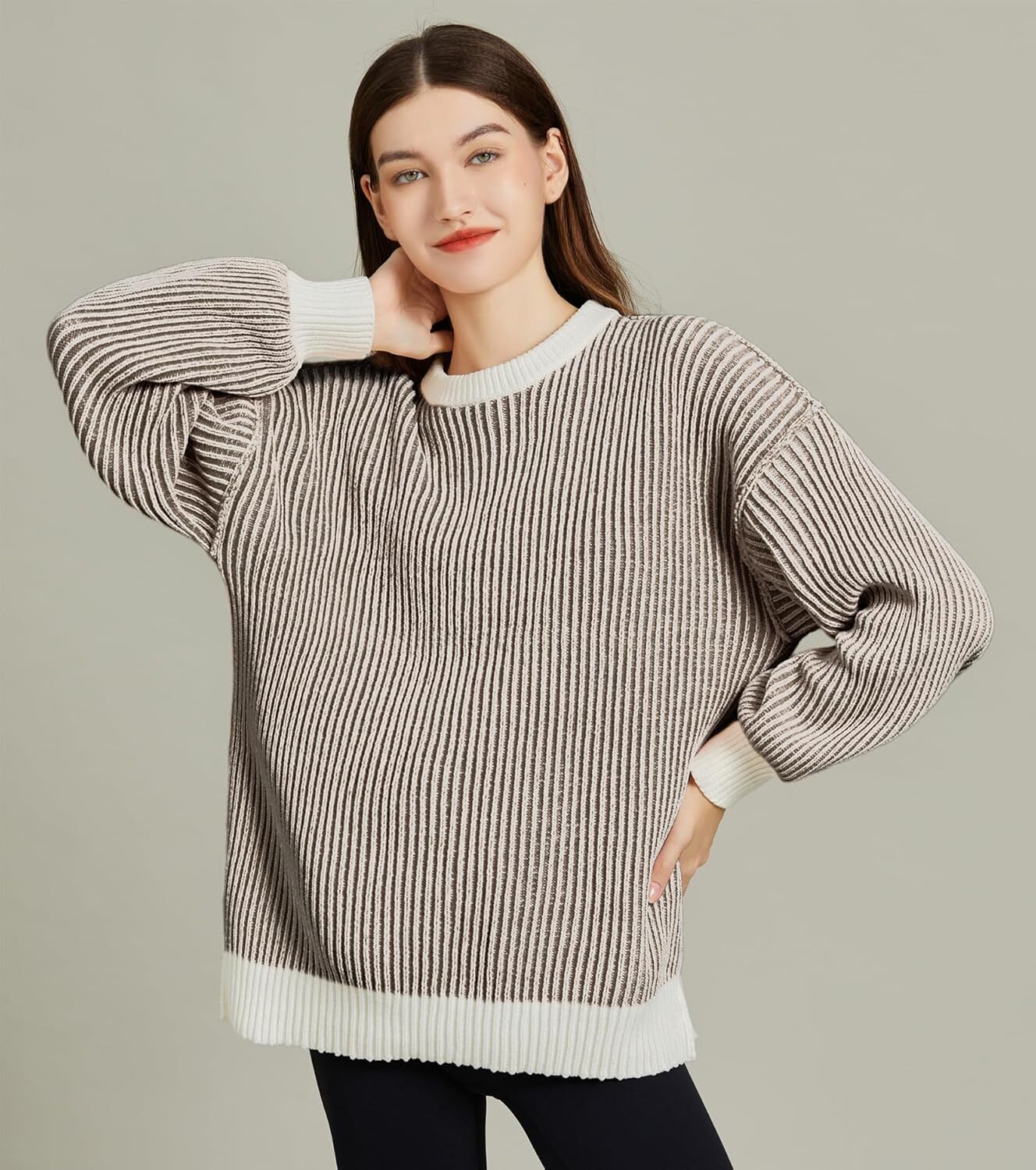 Beyond Chenille Sweater for Women Fall Casual Long Sleeve Crew Neck Pullover Rib Knit Blouse Tops