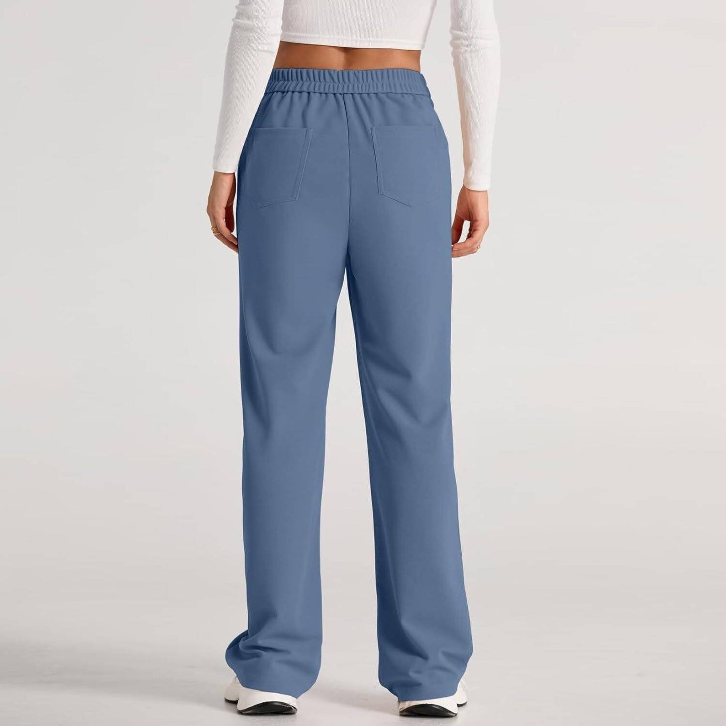 ⏰Womens High Waist Button Stretchy Work Pants Straight Leg Office Dress Pant Business Casual Trousers with Pocket