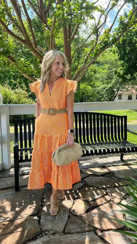 Summer Striped Lapel Button Down Shirt Dress