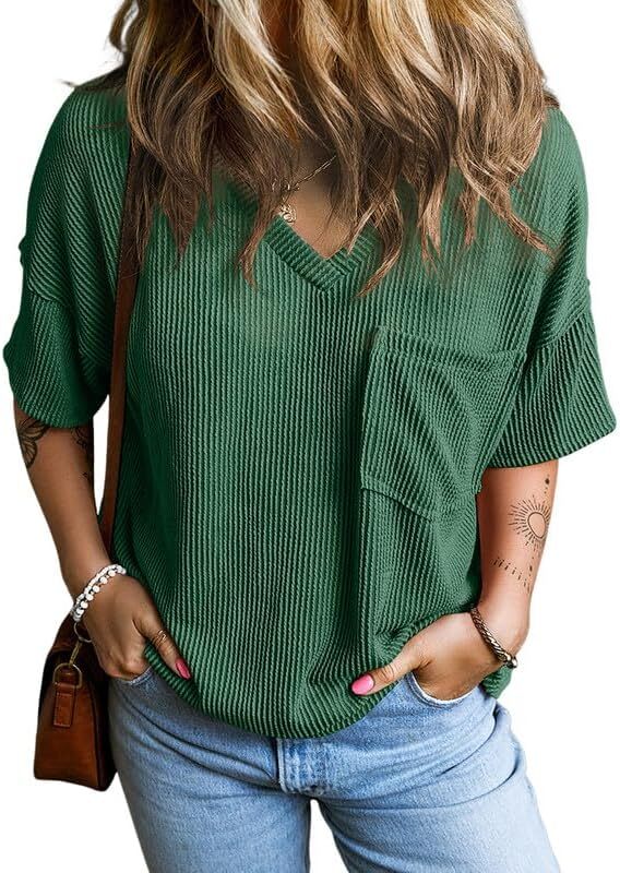 8 Packs ONLY $23.99- Womens Summer Tops Oversized T Shirts Short Sleeve Blouses for Women Dressy Casual Work Outfits