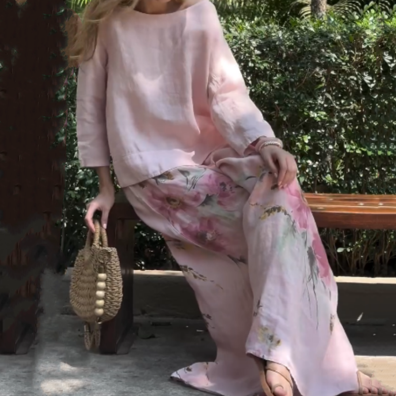 Women's Everyday Casual Linen Sunshine Floral Suit