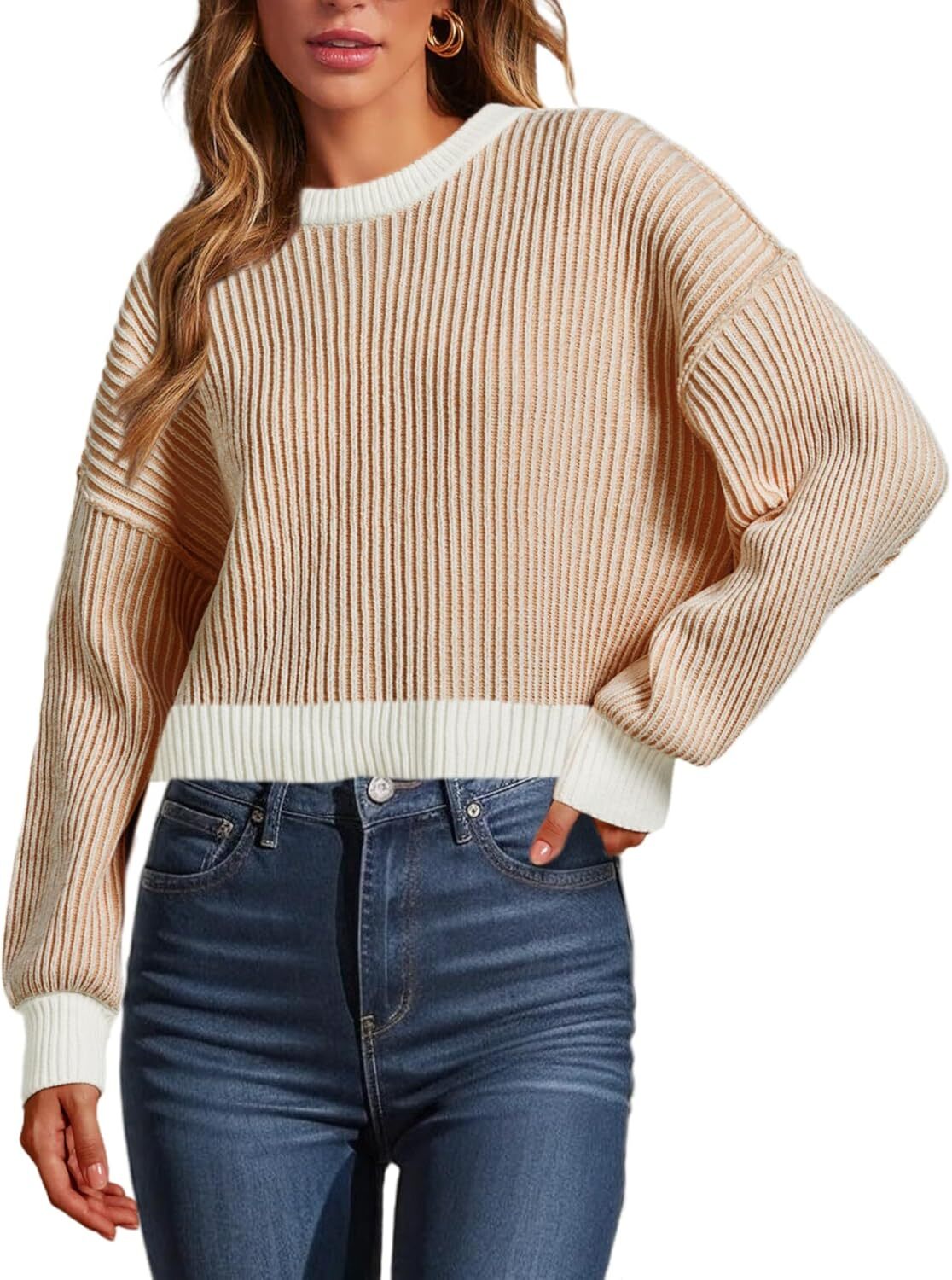 Beyond Chenille Sweater for Women Fall Casual Long Sleeve Crew Neck Pullover Rib Knit Blouse Tops