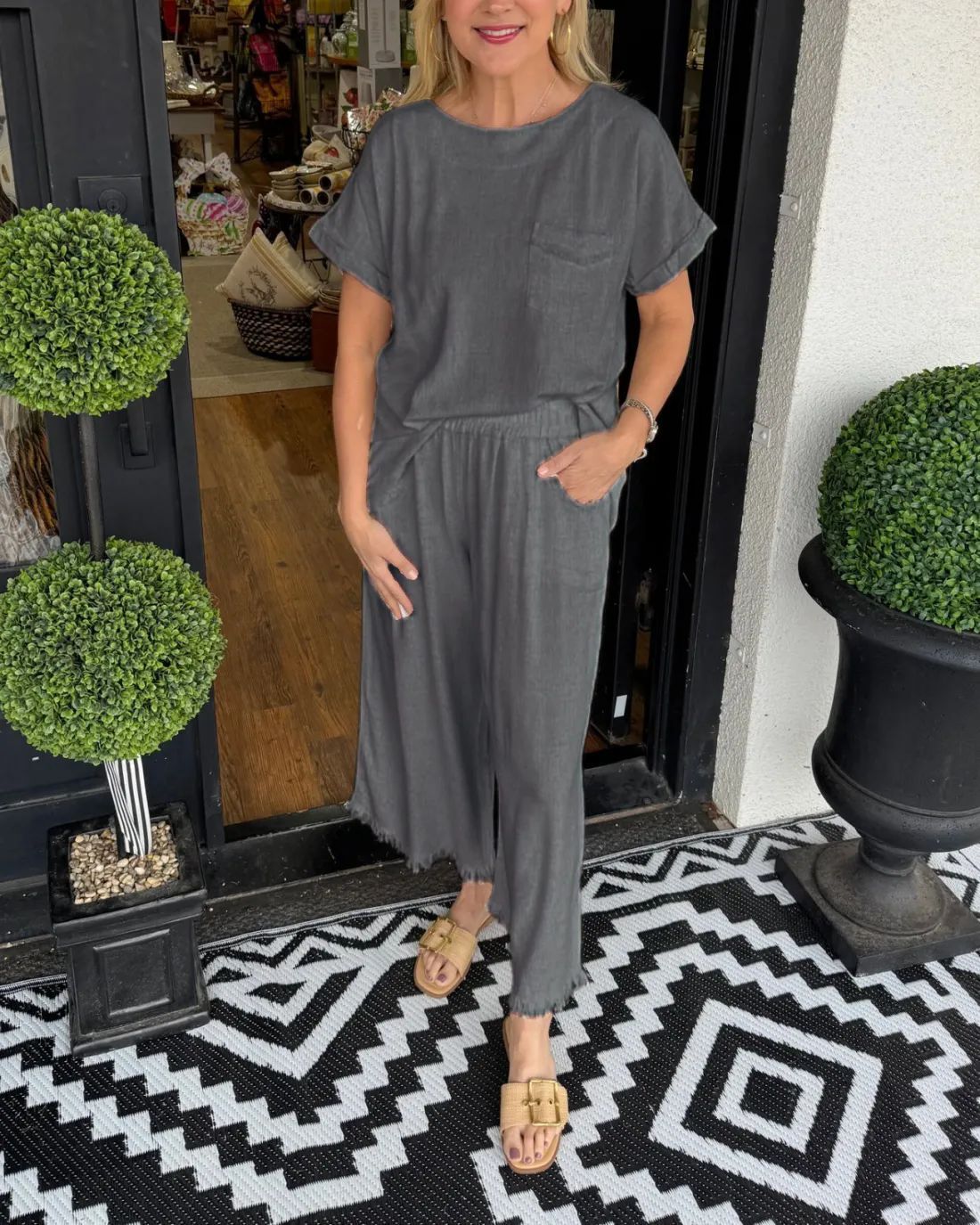 New Women's Summer Cotton&Linen 2-Piece Relaxed Set