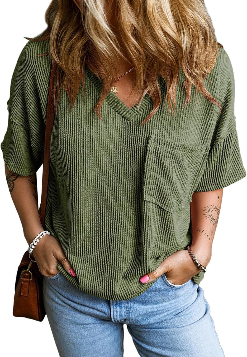 8 Packs ONLY $23.99- Womens Summer Tops Oversized T Shirts Short Sleeve Blouses for Women Dressy Casual Work Outfits