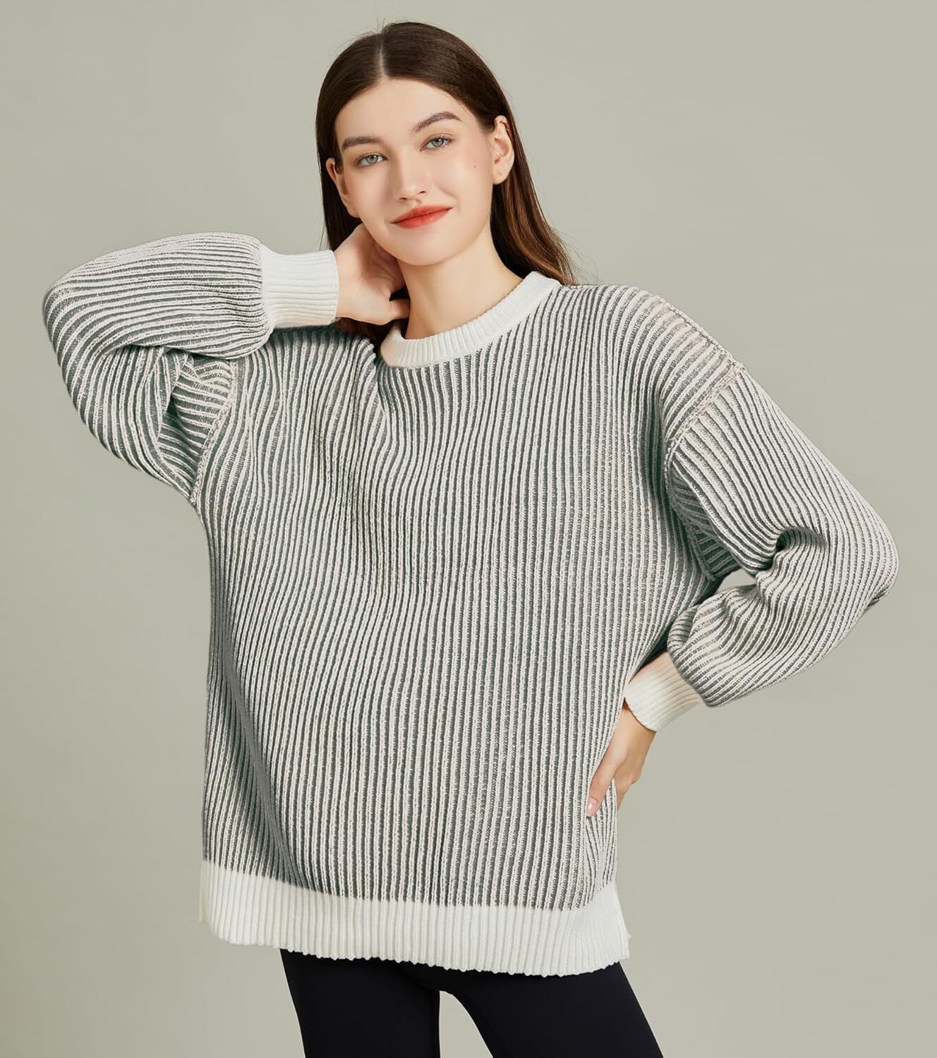 Beyond Chenille Sweater for Women Fall Casual Long Sleeve Crew Neck Pullover Rib Knit Blouse Tops