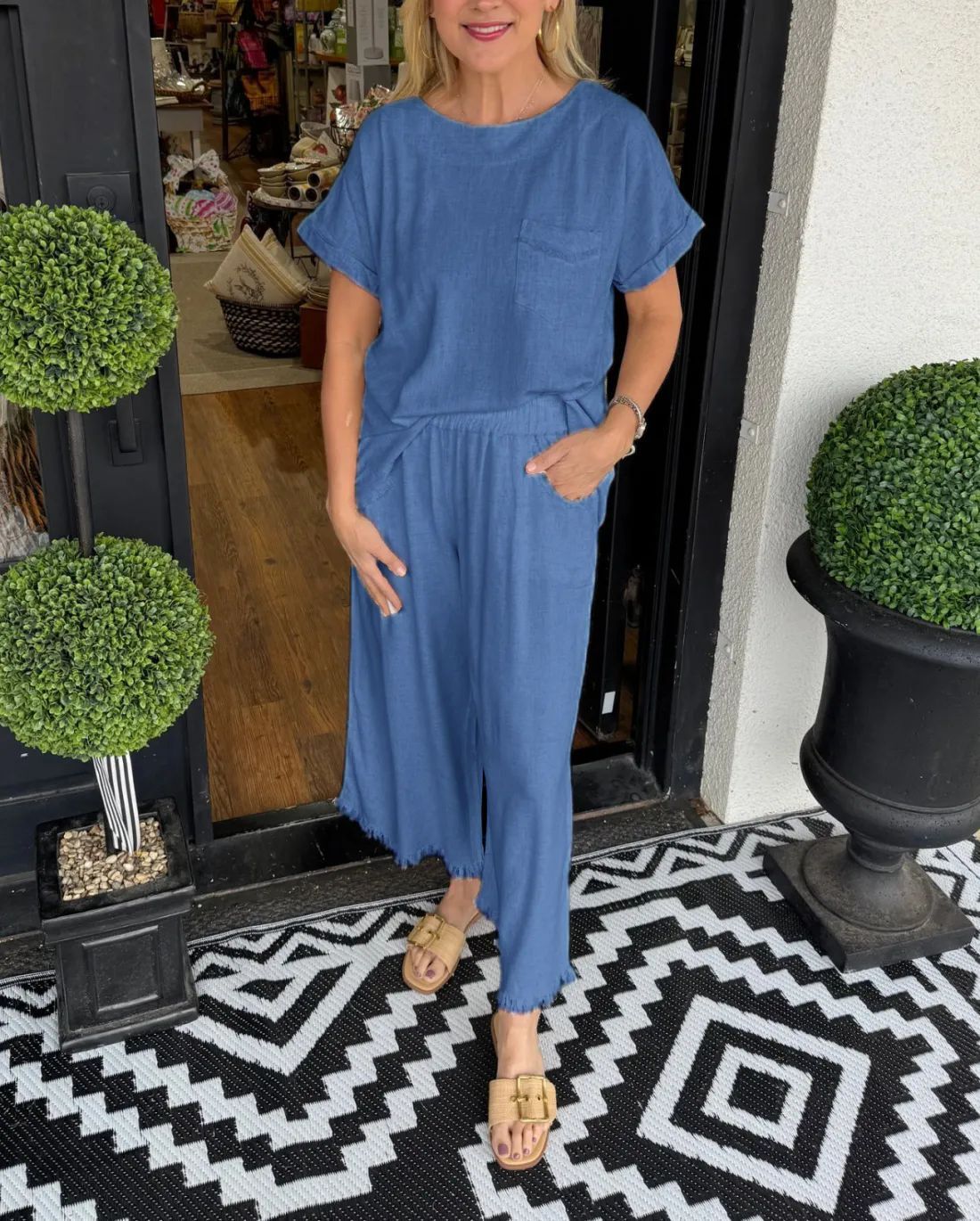 New Women's Summer Cotton&Linen 2-Piece Relaxed Set