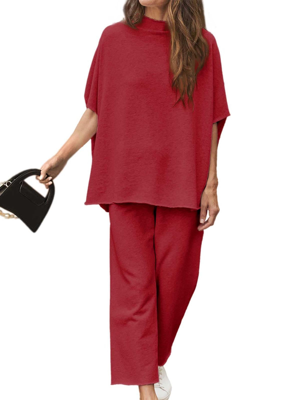 Women's Casual Suit Two-piece Set (Pullover + Wide-leg Pants)