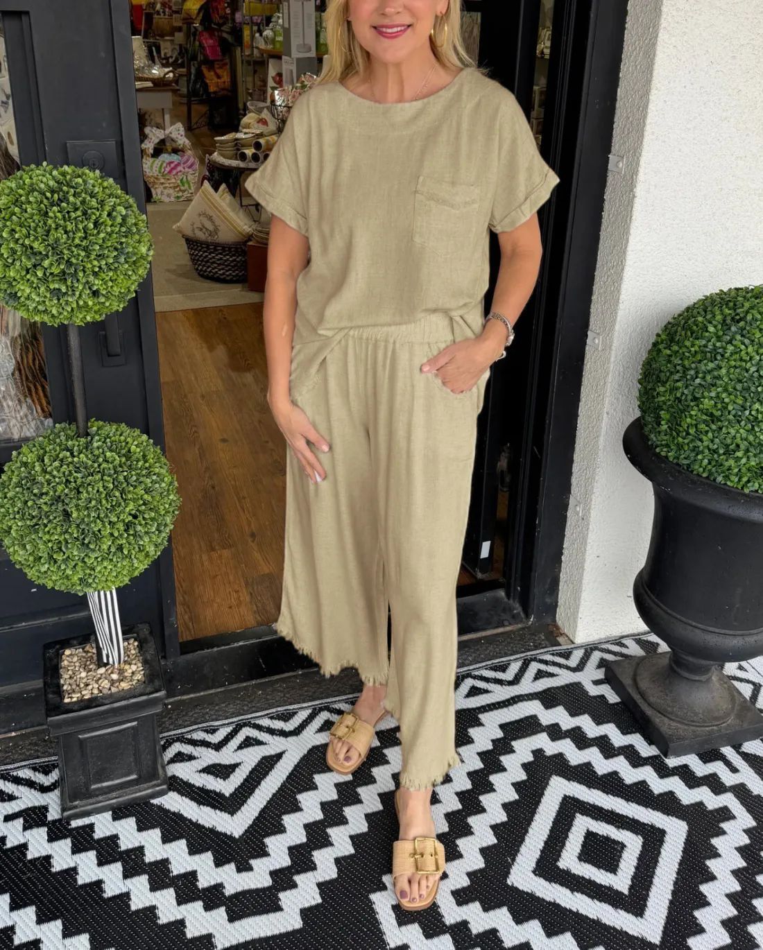 New Women's Summer Cotton&Linen 2-Piece Relaxed Set