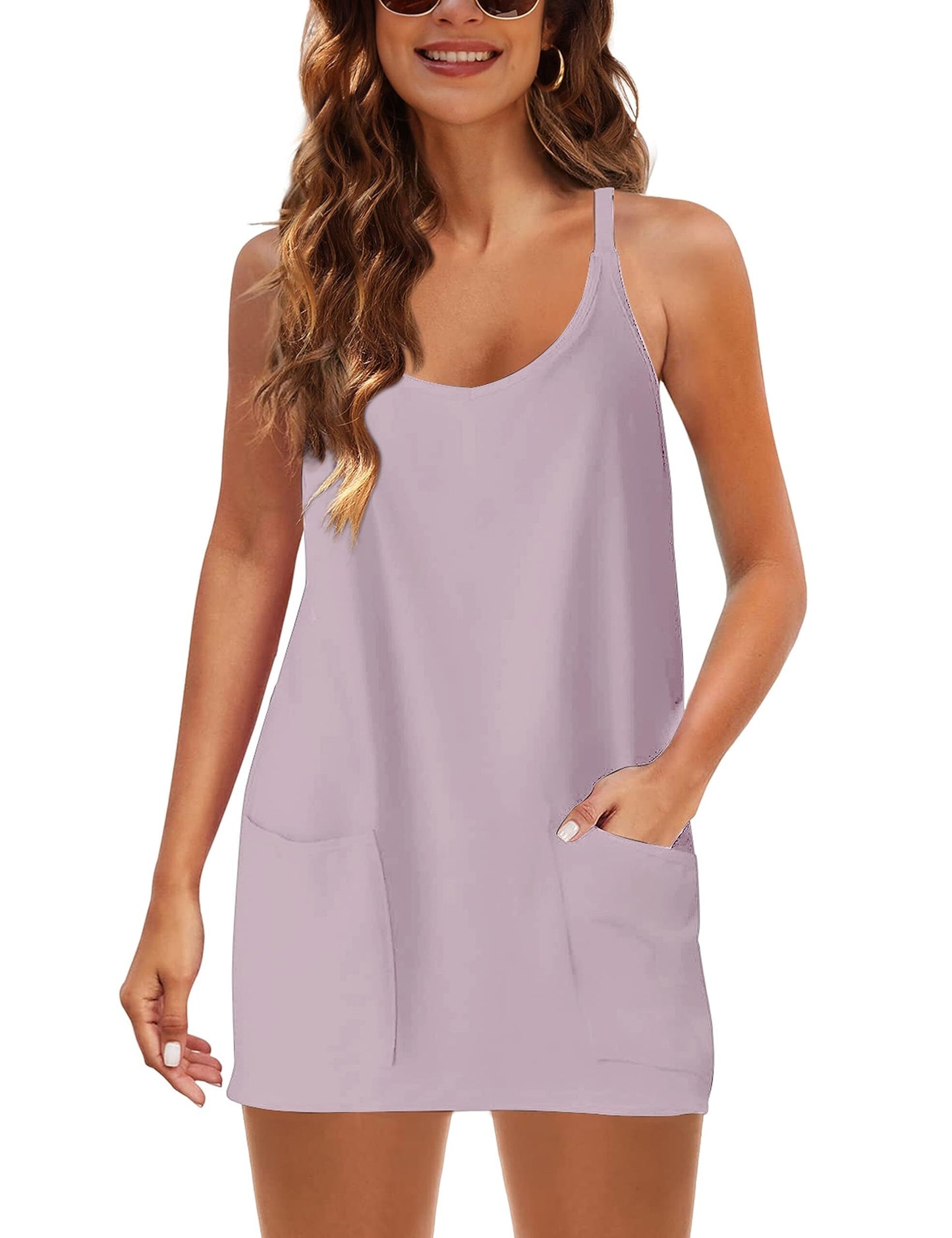 🔥Last Day 70% Off🔥Women's Athletic Sleeveless Mini Dress with Built-in Shorts