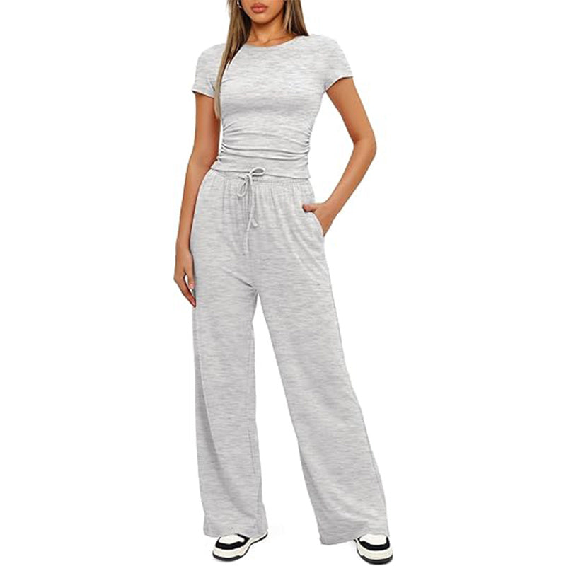 Women's New Arrivals Everyday Casual Top and Wide Leg Pants Set