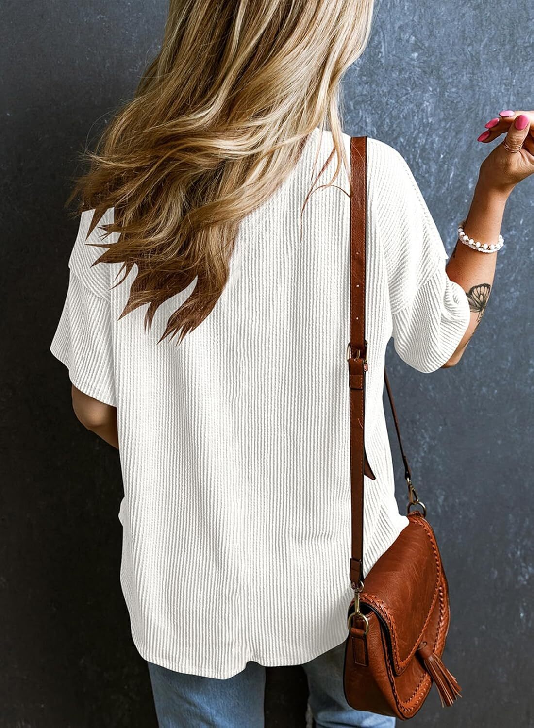 8 Packs ONLY $23.99- Womens Summer Tops Oversized T Shirts Short Sleeve Blouses for Women Dressy Casual Work Outfits