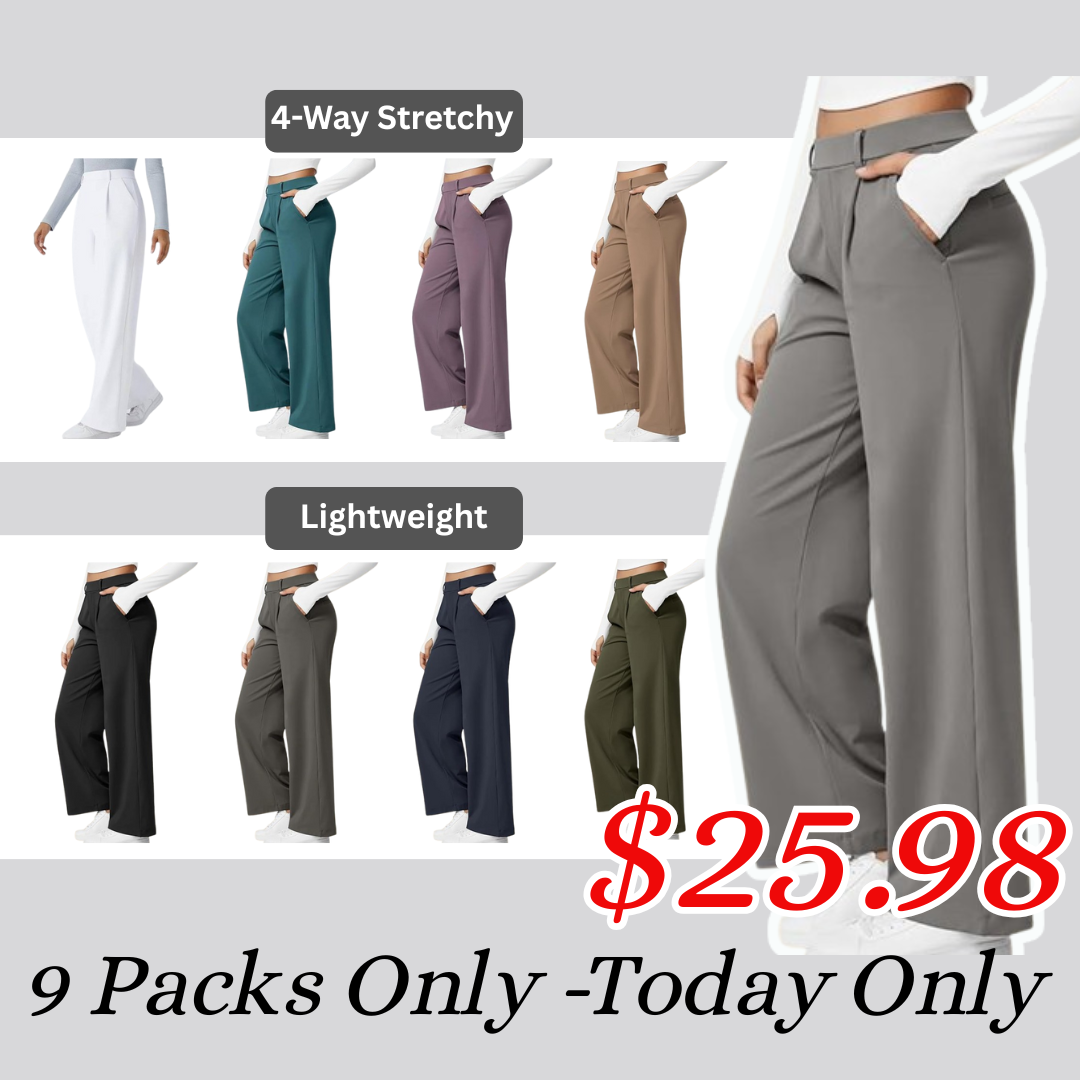 🎅Early Christmas Sale🎄High Waisted Work Pants for Women Business Casual Outfits Office Dress Pants Trousers with Pockets