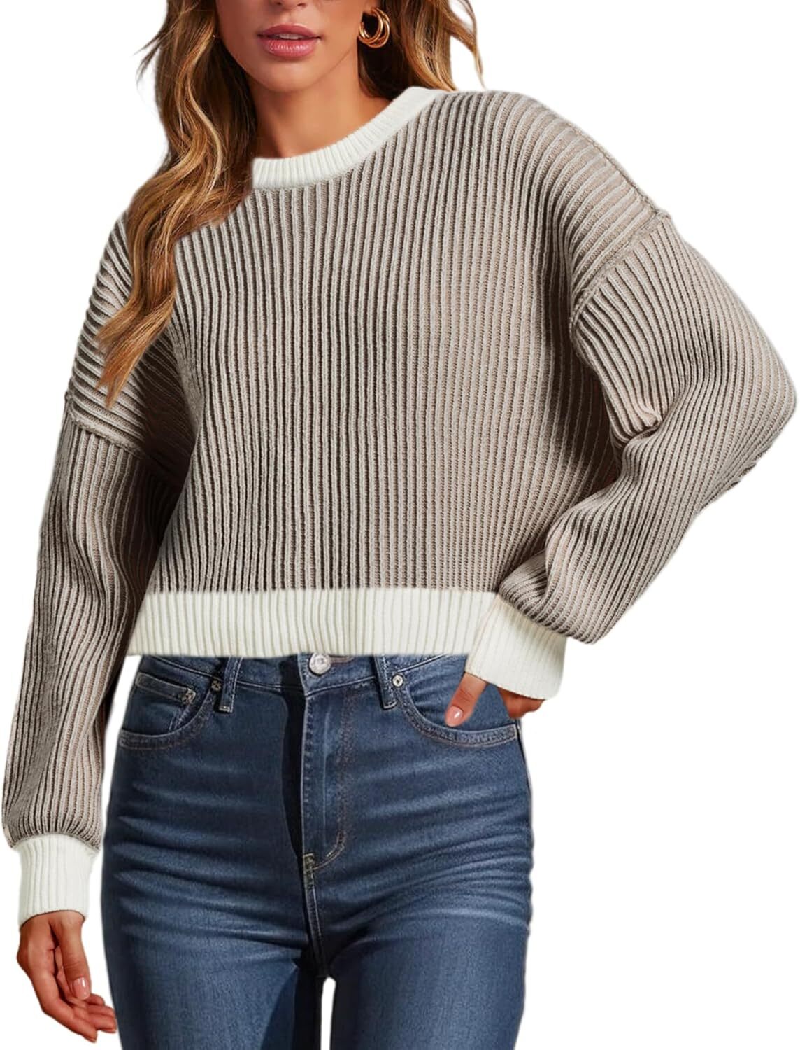 Beyond Chenille Sweater for Women Fall Casual Long Sleeve Crew Neck Pullover Rib Knit Blouse Tops