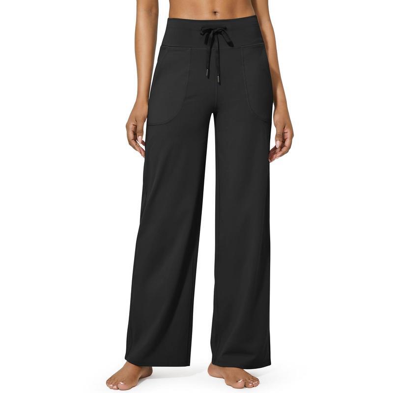💥Black Friday Sale💥Women 's Wide Leg Pants Yoga Pants Adjustable Drawstring High Waist Stretch  Sweatpants with Pockets