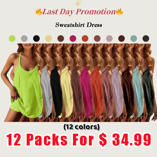 🔥Last Day 70% Off🔥Women's Athletic Sleeveless Mini Dress with Built-in Shorts