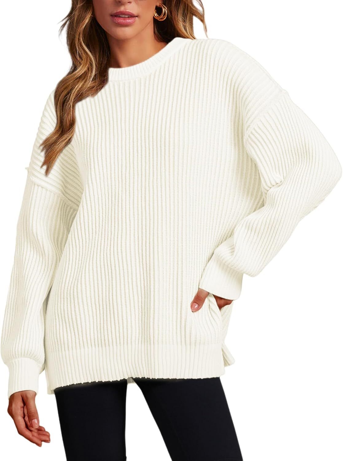 Beyond Chenille Sweater for Women Fall Casual Long Sleeve Crew Neck Pullover Rib Knit Blouse Tops