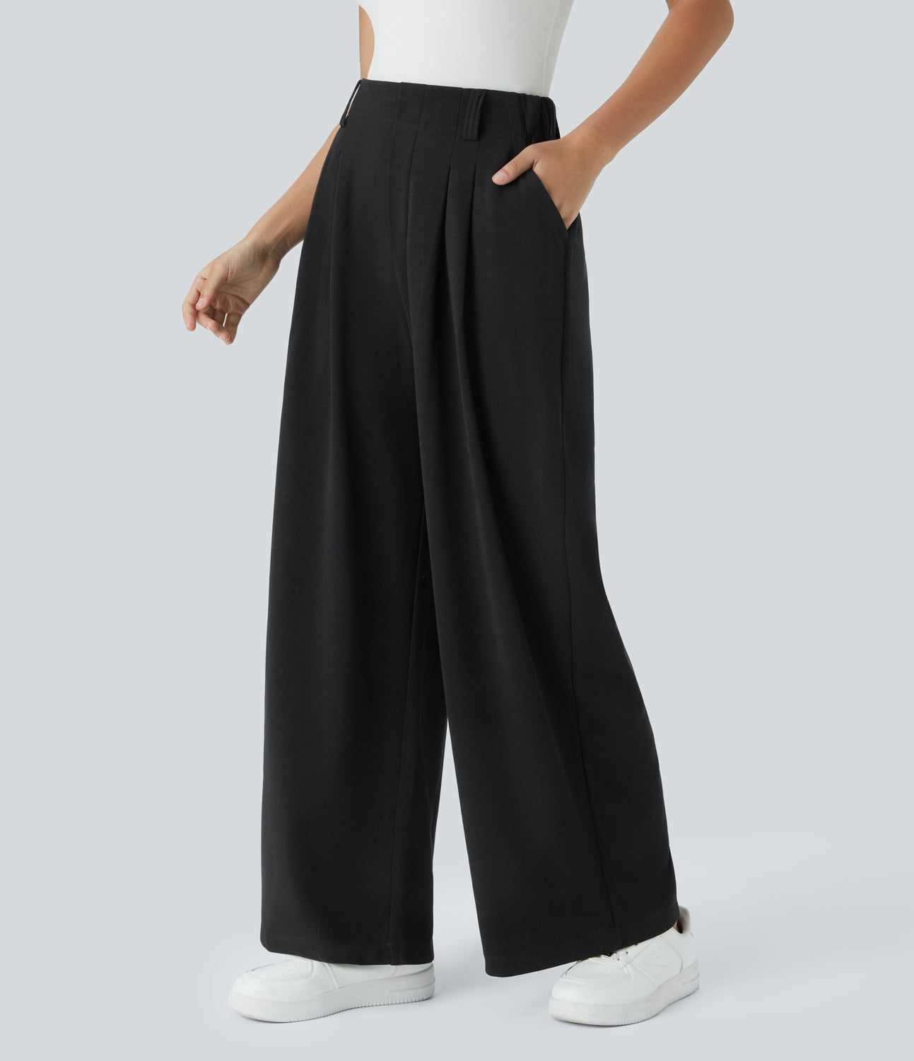 🎅Early Christmas Sale🎄Women’s High Waisted Side Pocket Wide Leg Waffle Work Pants